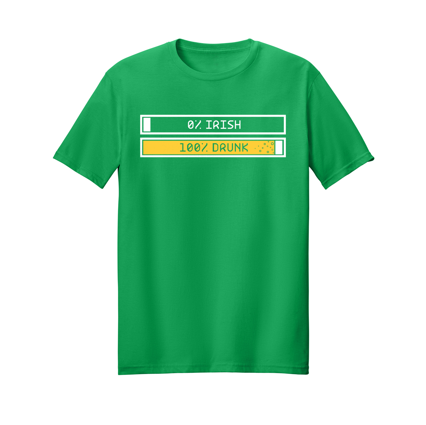 Saint Patrick's day funny "0% Irish, 100% Drunk" drunk meter shirt.