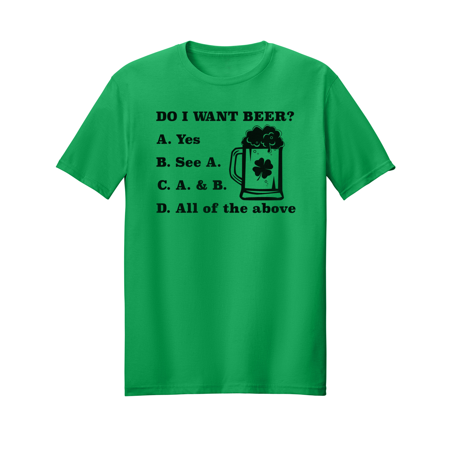 Saint Patrick's Day funny beer green cotton tee.