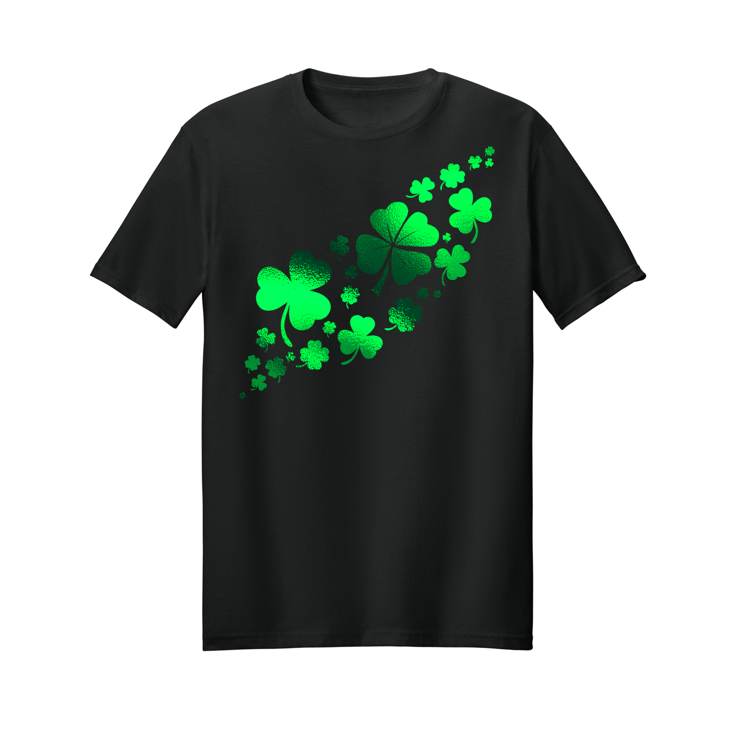 Saint Patrick's day green foil shimmery shamrock design tee.