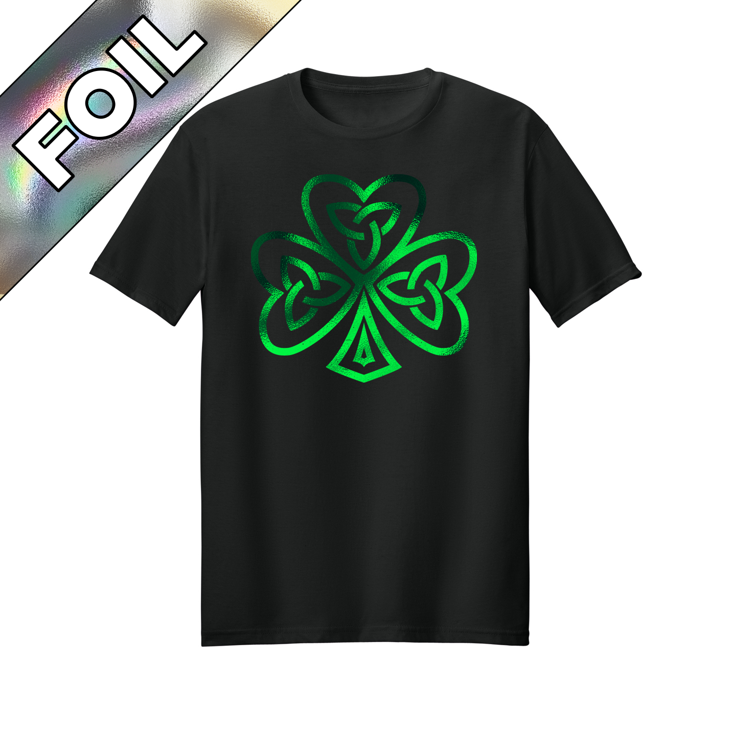 Saint Patrick's Day shimmery celtic knot shamrock tee.