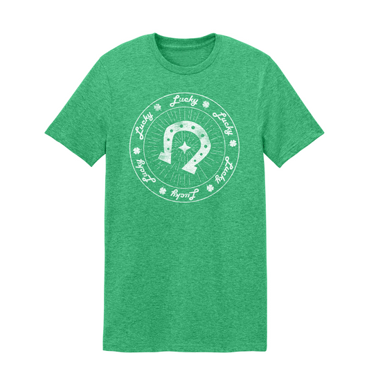 Saint Patrick's Day lucky horseshoe green design green festive tee.